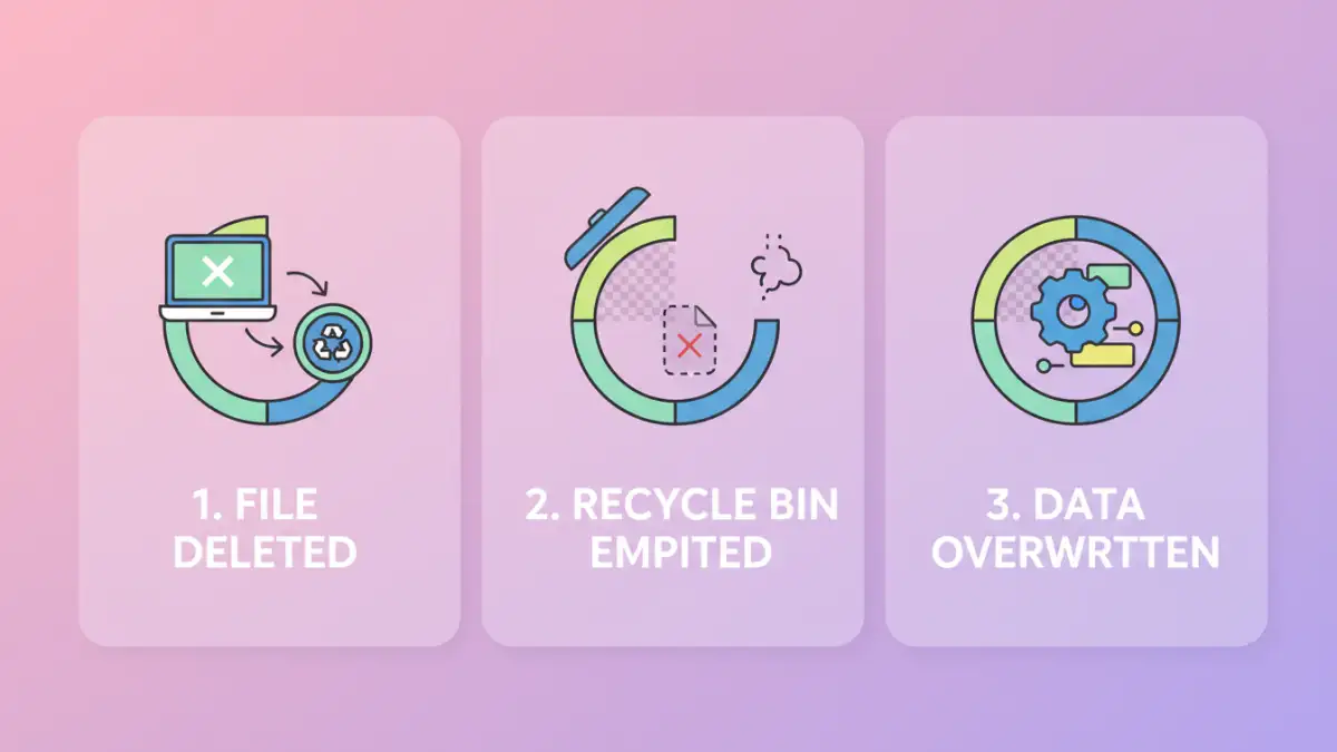 accidental document deletion - Infographic explaining how deleted files are recovered