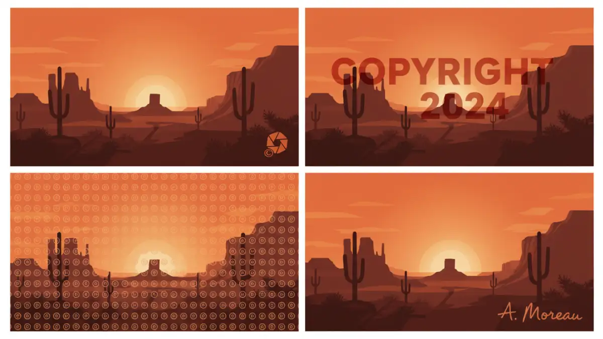 add copyright watermark - Practical examples of different copyright watermark styles