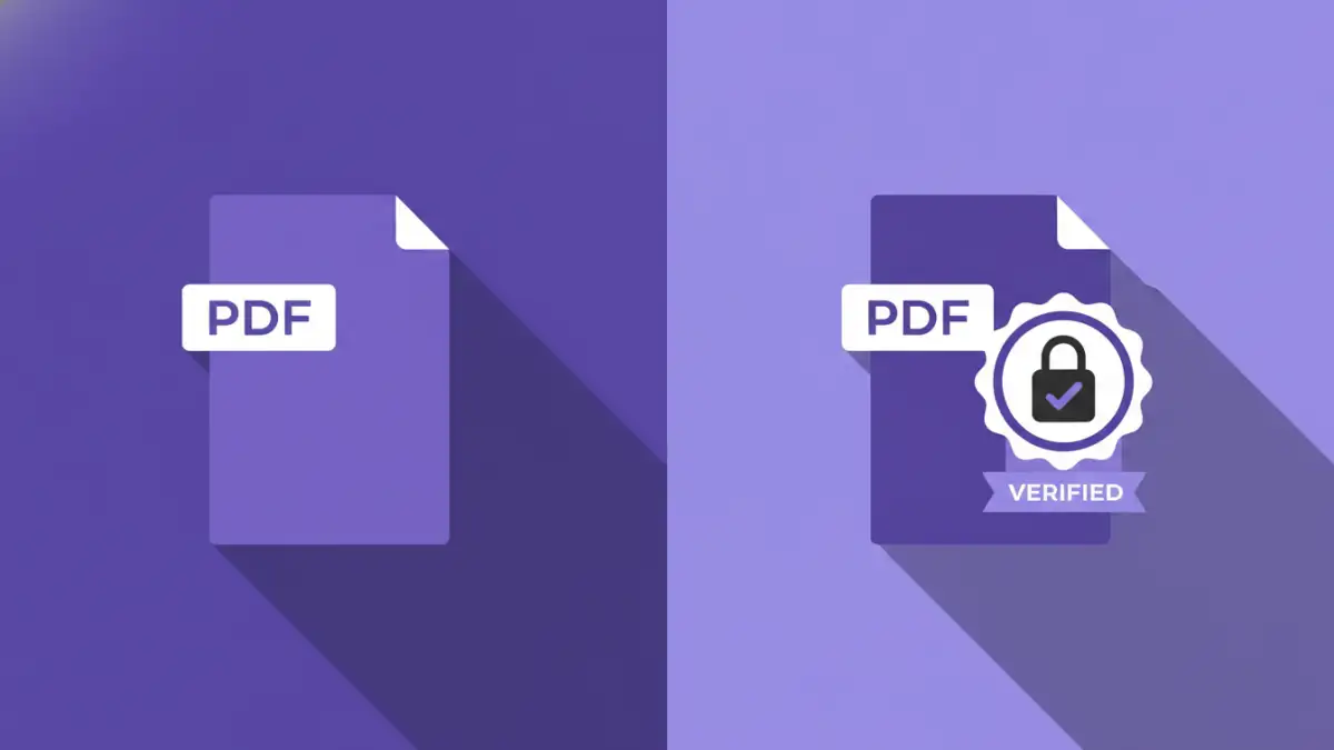 add digital signature pdf - Comparison of a regular PDF versus a digitally signed PDF