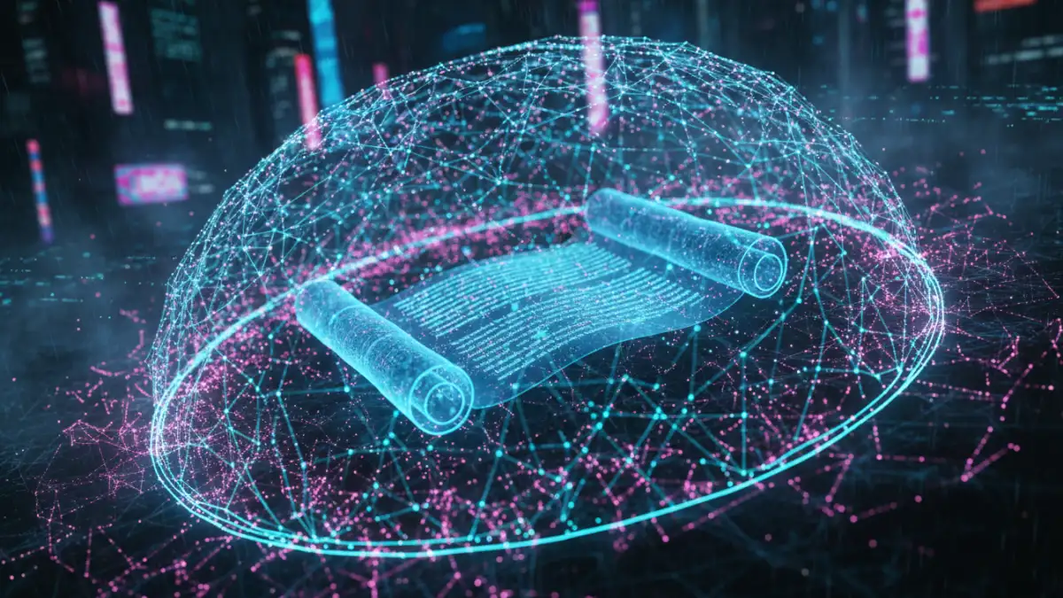 A visual representation of AI document security showing a protected digital file