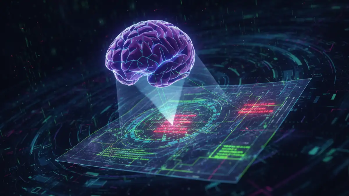 ai powered pdf redaction ai powered pdf redaction - An AI analyzing a document for AI-powered PDF redaction.