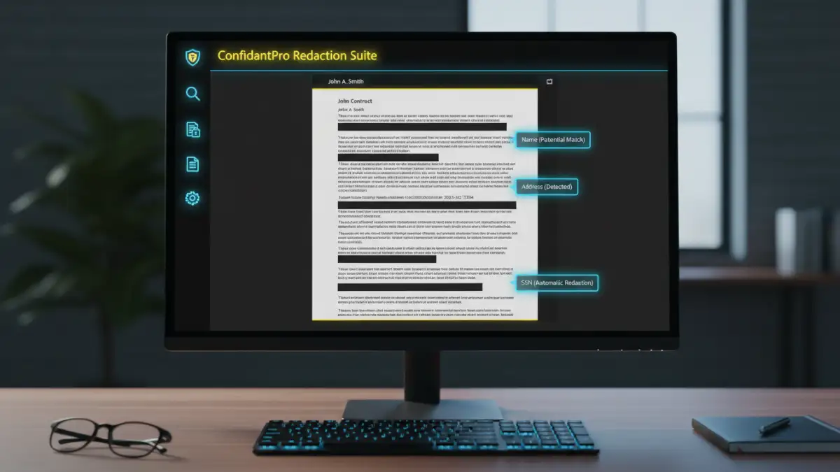 ai powered pdf redaction ai powered pdf redaction - A user interface of a smart redaction software in action.