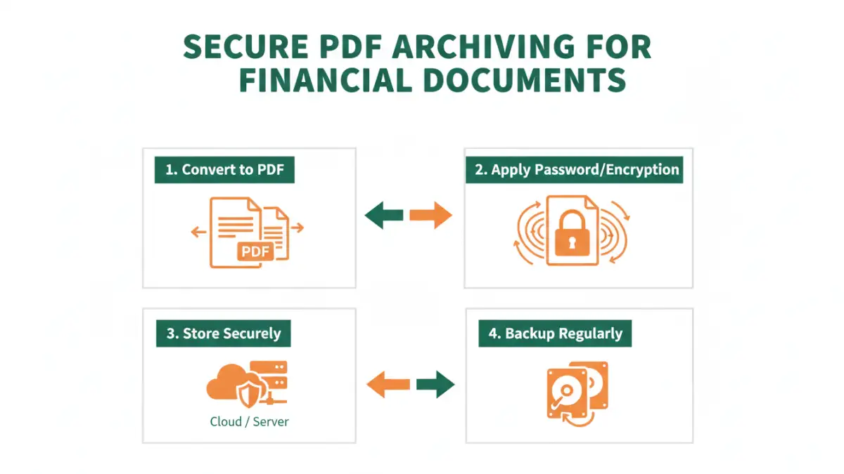archive financial statements pdf archive financial statements pdf - Infographic detailing the steps for PDF archiving security.