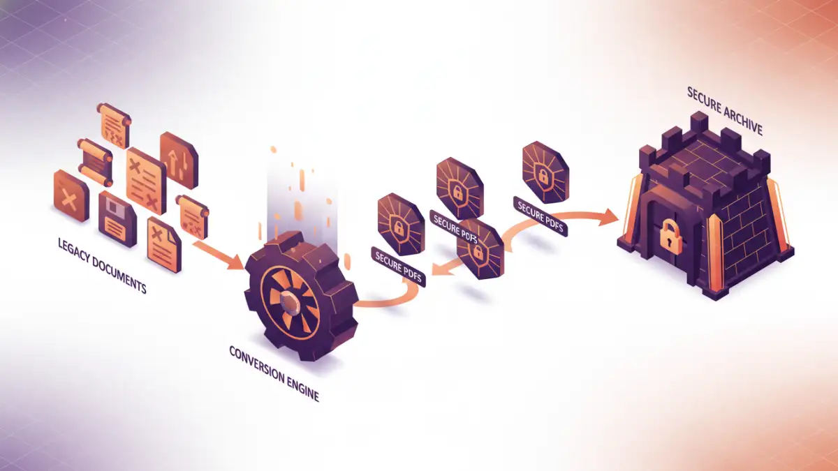 archive to secure pdf - Visual guide to the process of converting legacy archives to secure PDF formats