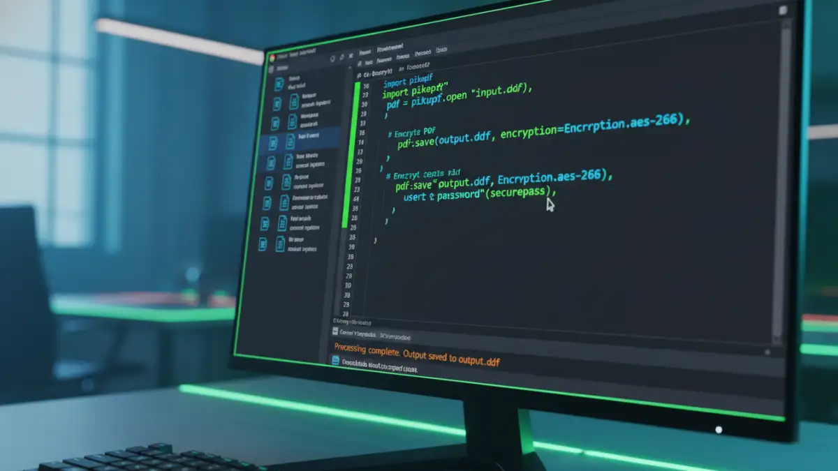 automate pdf password rotation automate pdf password rotation - A Python script snippet demonstrating PDF encryption automation.