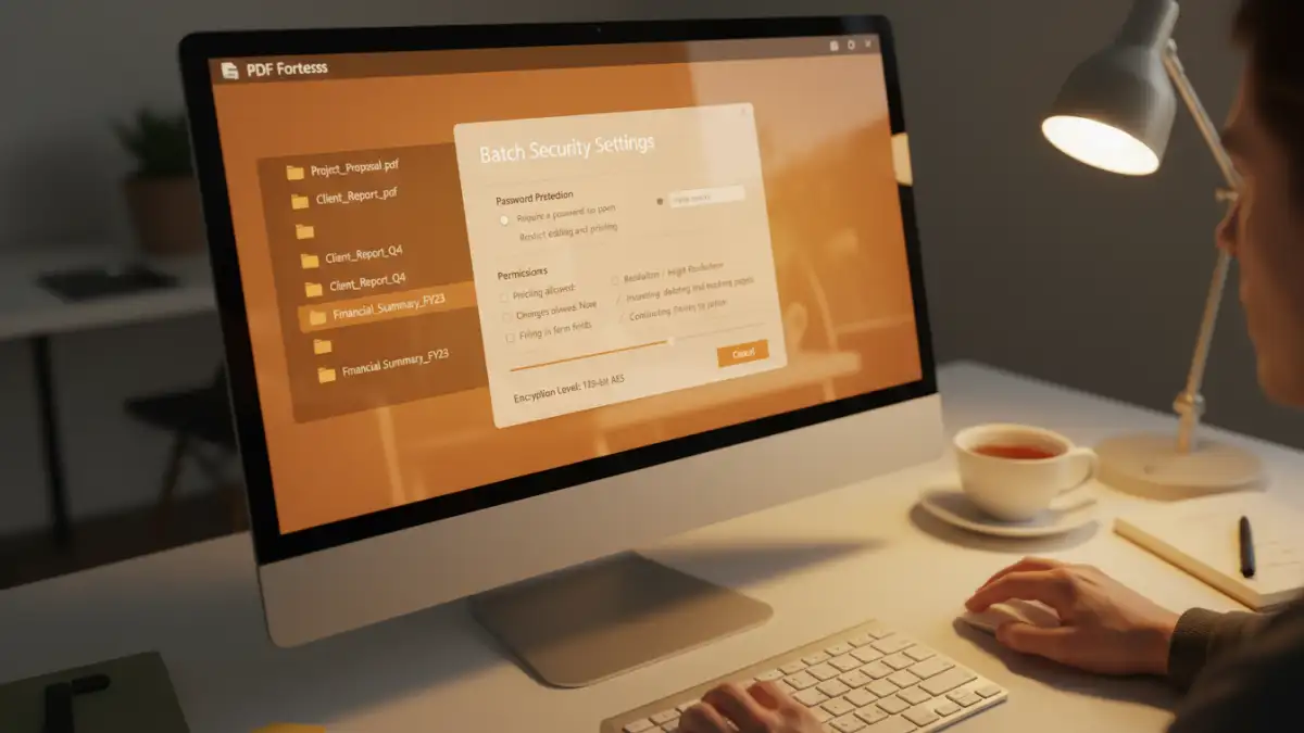 automate pdf security - User setting up batch security actions in desktop PDF software for bulk document protection