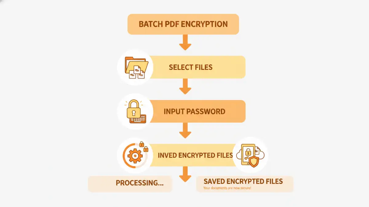 batch encrypt pdf files - Infographic detailing the process of batch encrypting PDF files