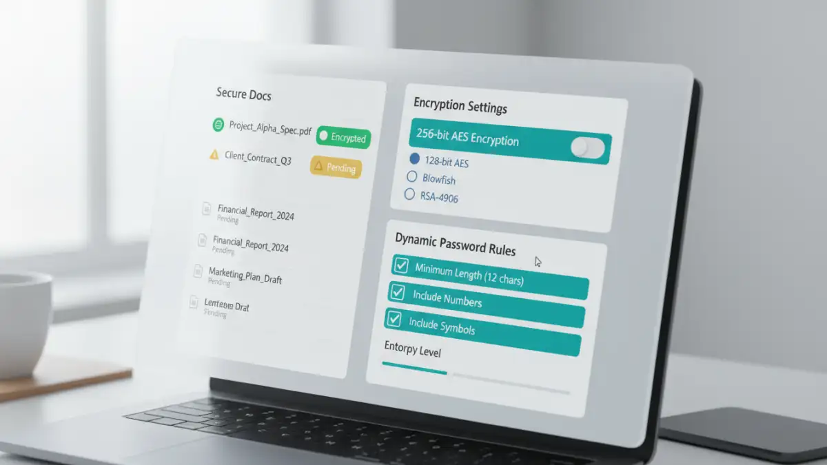 batch pdf password protection - A screenshot of an enterprise PDF tool used to automate document security.