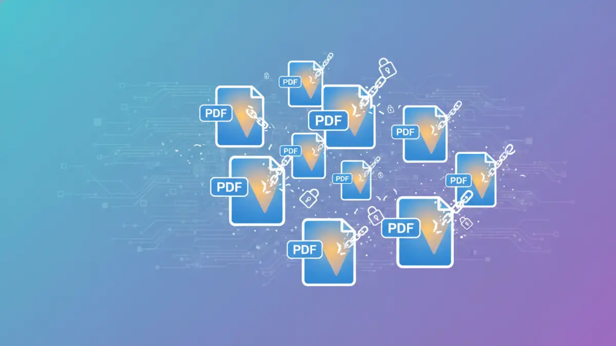 Illustration of multiple PDFs being unlocked simultaneously for efficient batch PDF password removal