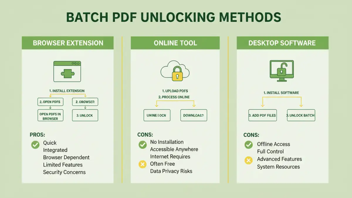 Comparison of methods for batch PDF unlocking