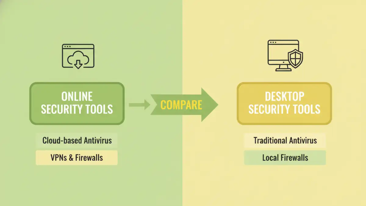 best universal security tool best universal security tool - Infographic comparing the process and security of online versus desktop file unlockers
