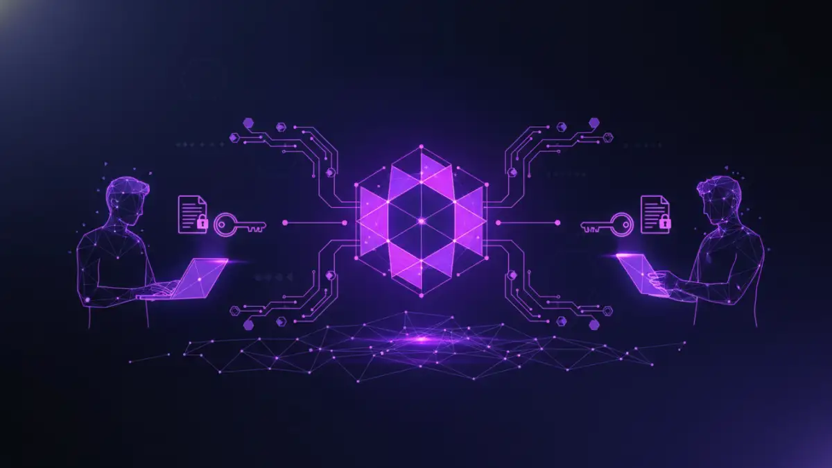 blockchain secure sharing - Users accessing shared documents securely through a blockchain network