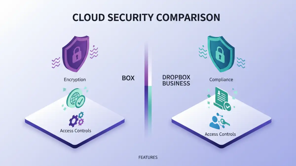 box vs dropbox Infographic detailing security features of Box vs Dropbox Business