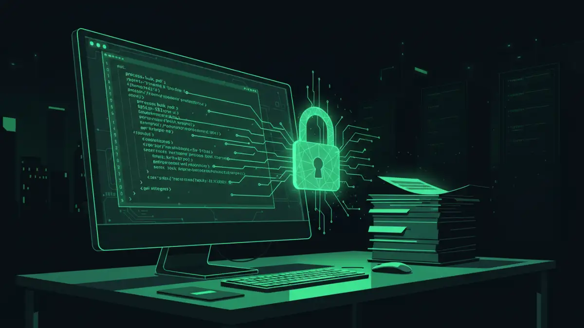 bulk pdf password protection Developer using API tools for bulk PDF password protection.