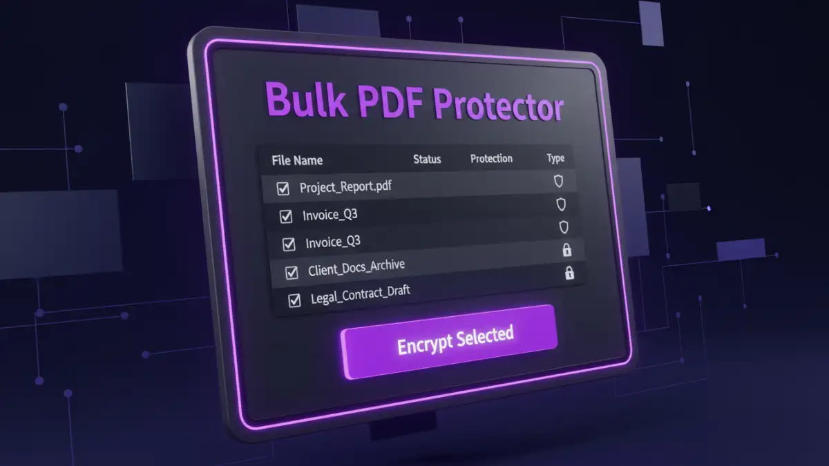 Desktop software interface for efficient bulk PDF protection