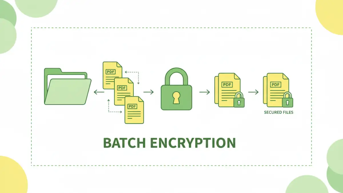 bulk pdf protection - Infographic explaining the batch document encryption process
