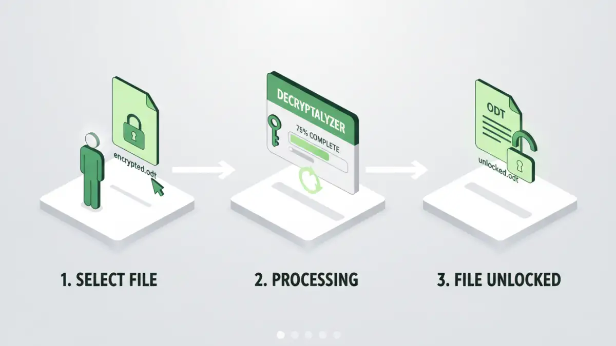 bypass OpenDocument encryption bypass OpenDocument encryption - Infographic detailing the steps for document encryption removal