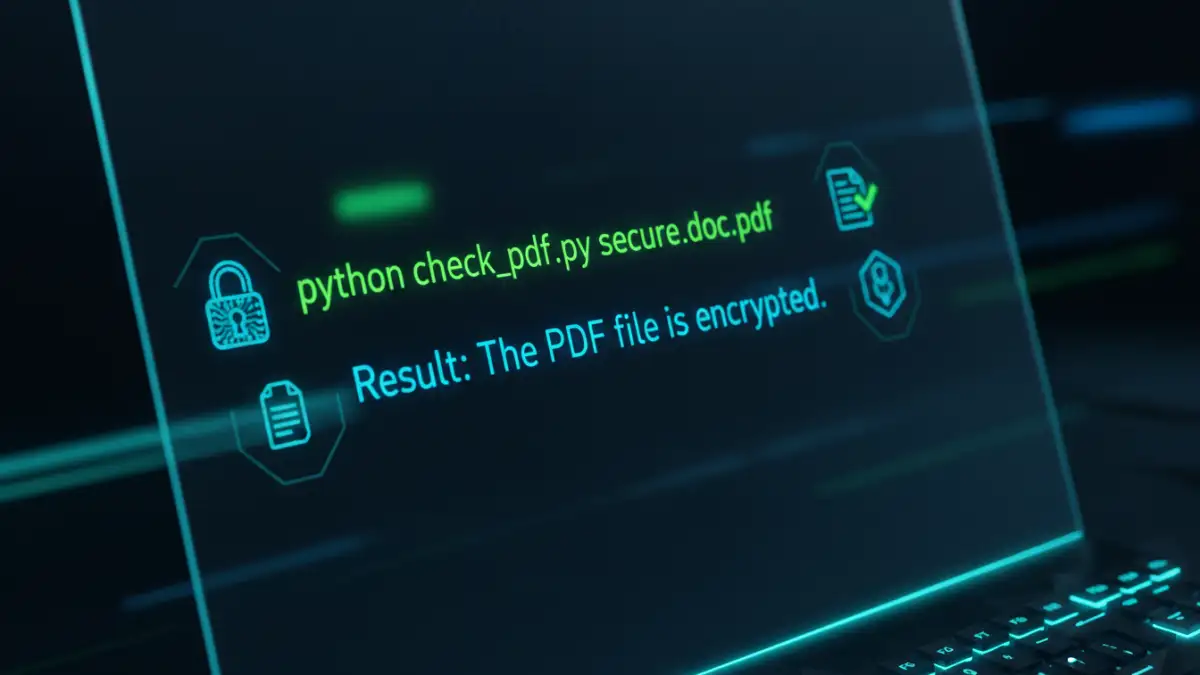 check pdf file encryption - A practical example of a Python script running in a terminal to check if a PDF is password protected.