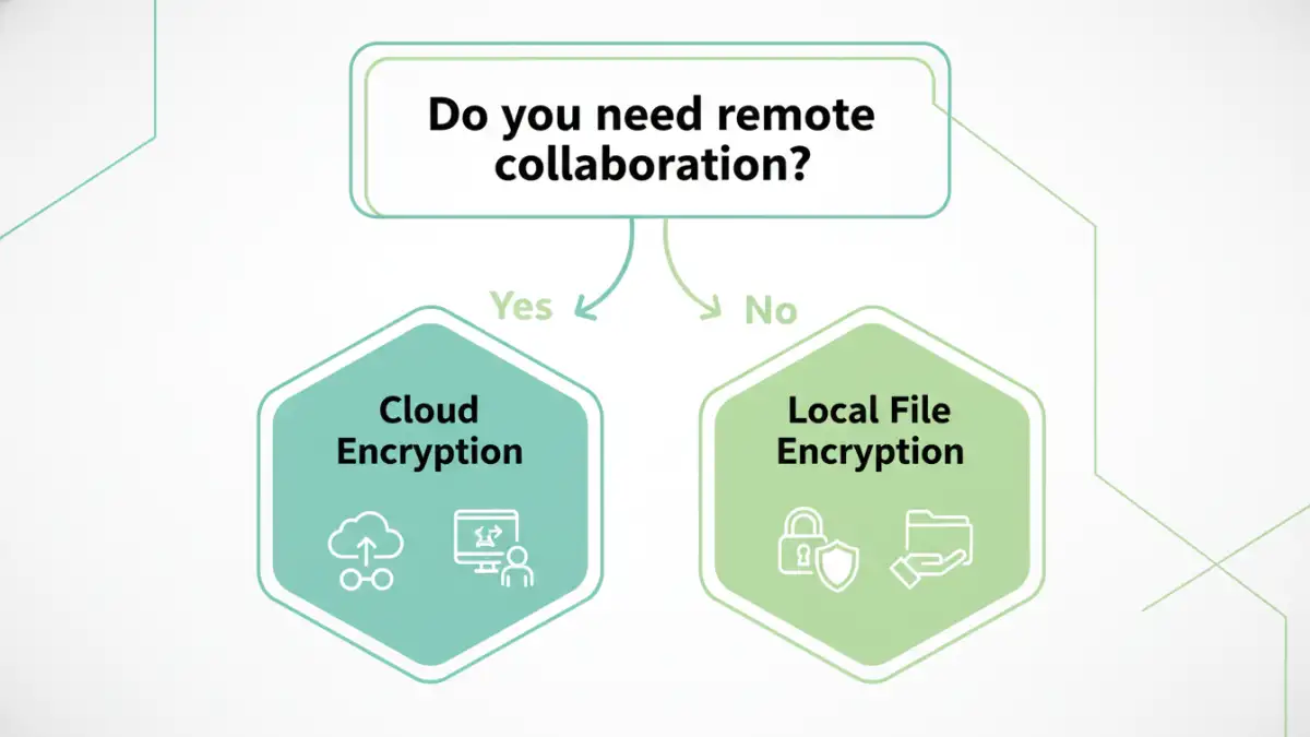 cloud document encryption cloud document encryption - Infographic flowchart helping users decide between local and cloud file encryption