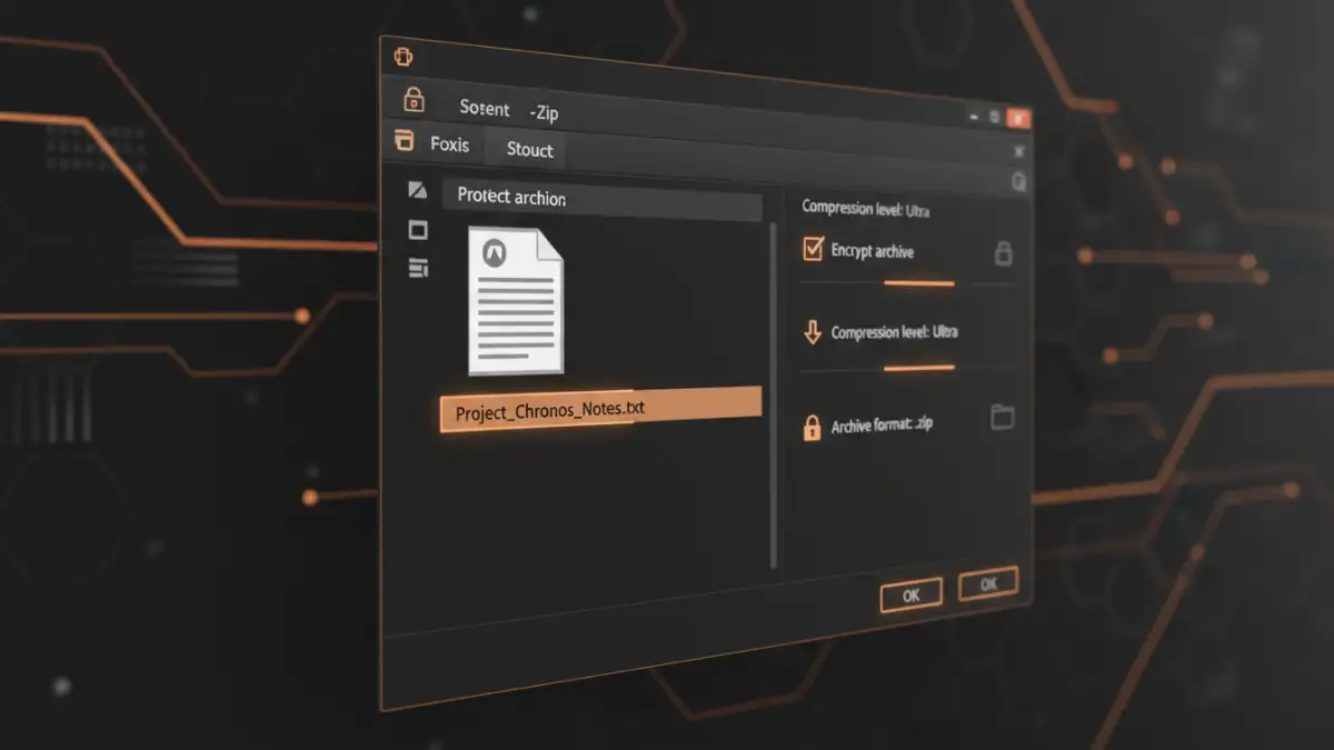 compress large text files - Screenshot of file archiver software showing options to compress and encrypt a large text file