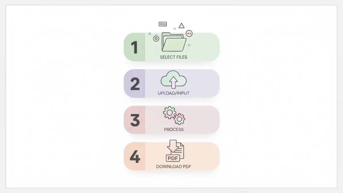 convert files to pdf batch - Infographic detailing the step-by-step process of batch PDF conversion