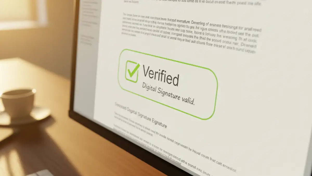court filing document security court filing document security - A close-up view of a verified digital signature on a legal document, confirming its integrity.