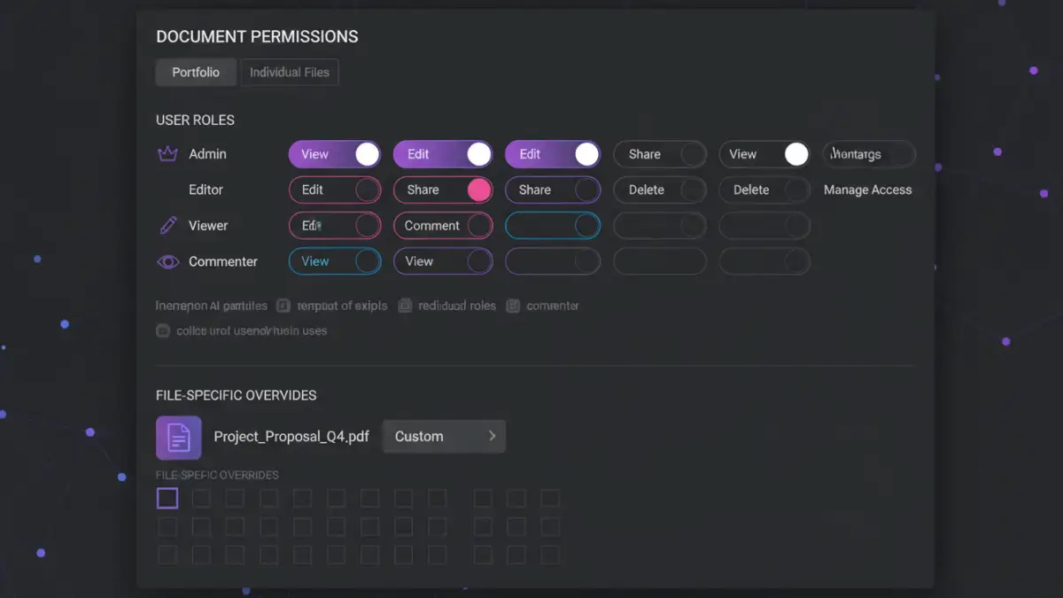 digital document portfolio security digital document portfolio security - Granular access control interface for managing digital document portfolio permissions