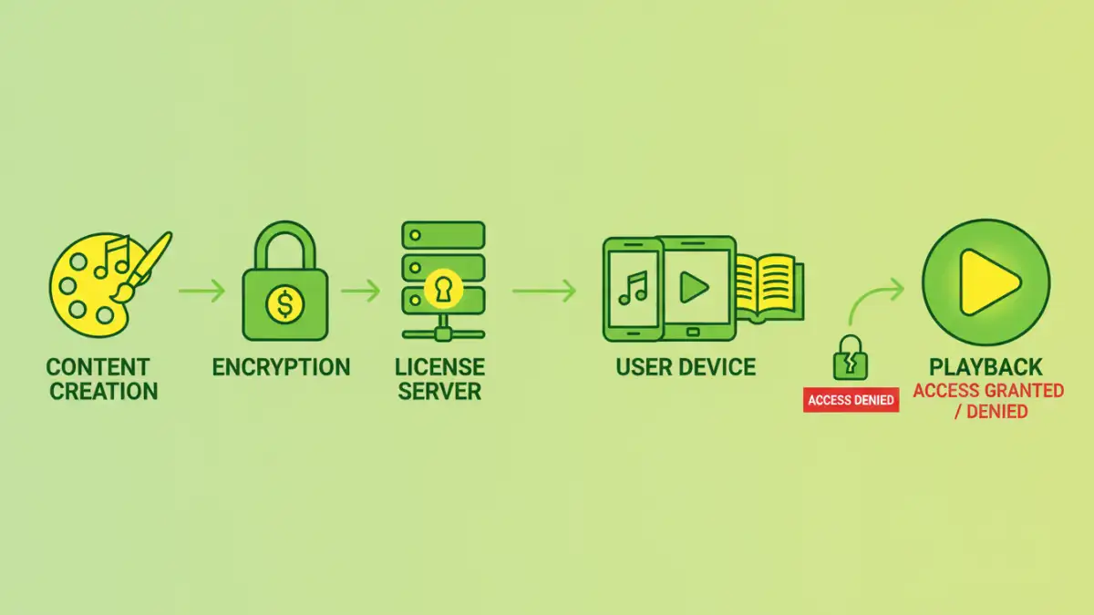 digital rights management Infographic illustrating the process of digital rights management
