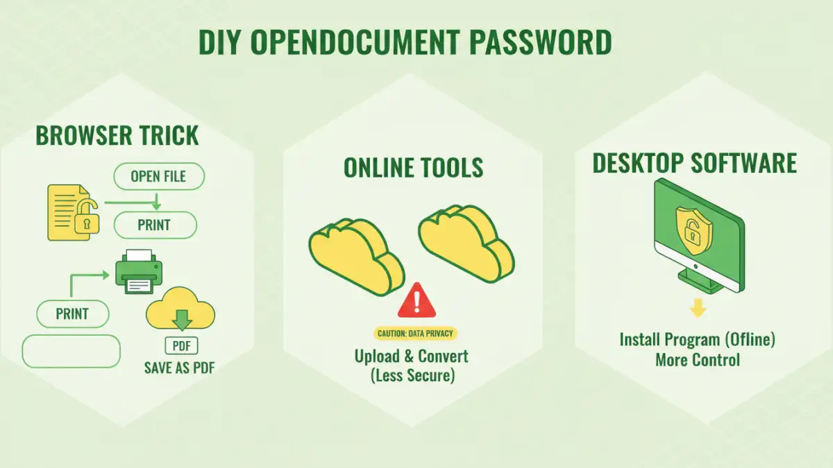 diy open document password - Infographic explaining DIY OpenDocument password removal methods