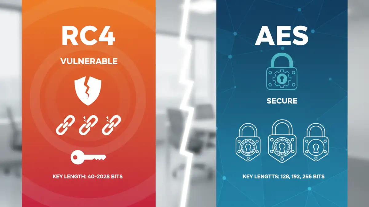 document encryption progress document encryption progress - Infographic comparing RC4 and AES encryption algorithms
