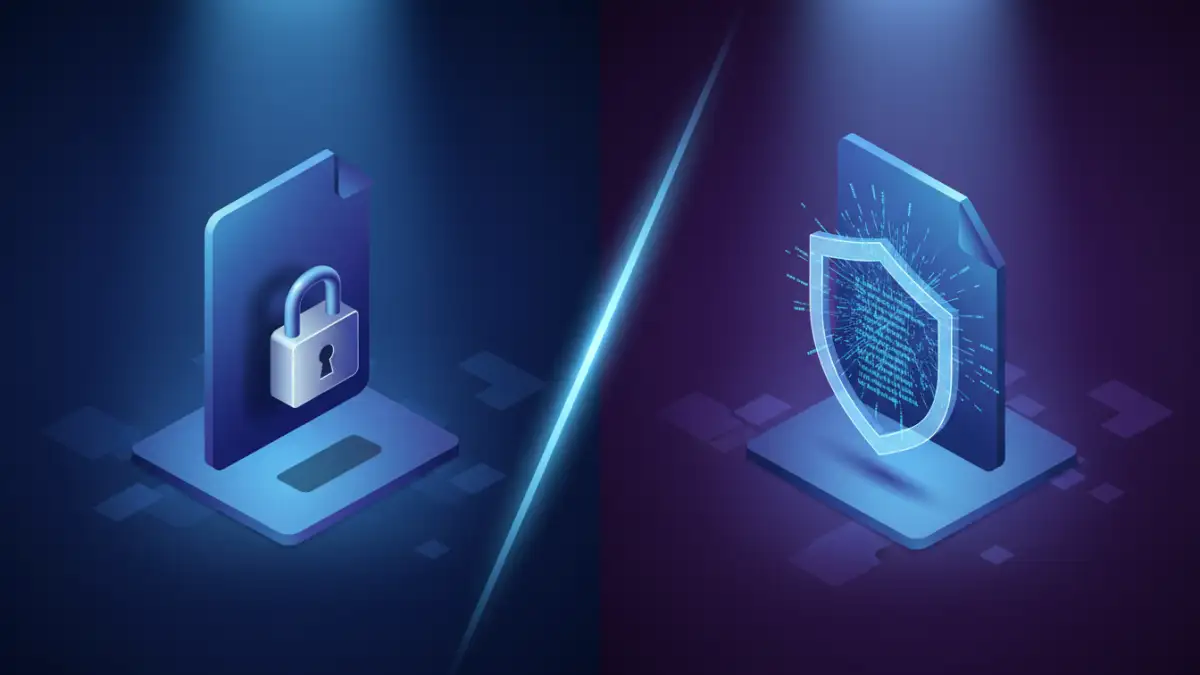 document encryption security - A visual comparison of a password protected document versus an encrypted document