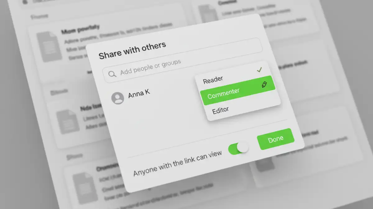document file permissions document file permissions - A screenshot showing how to set file restrictions to 'Editor' in a typical cloud sharing interface.