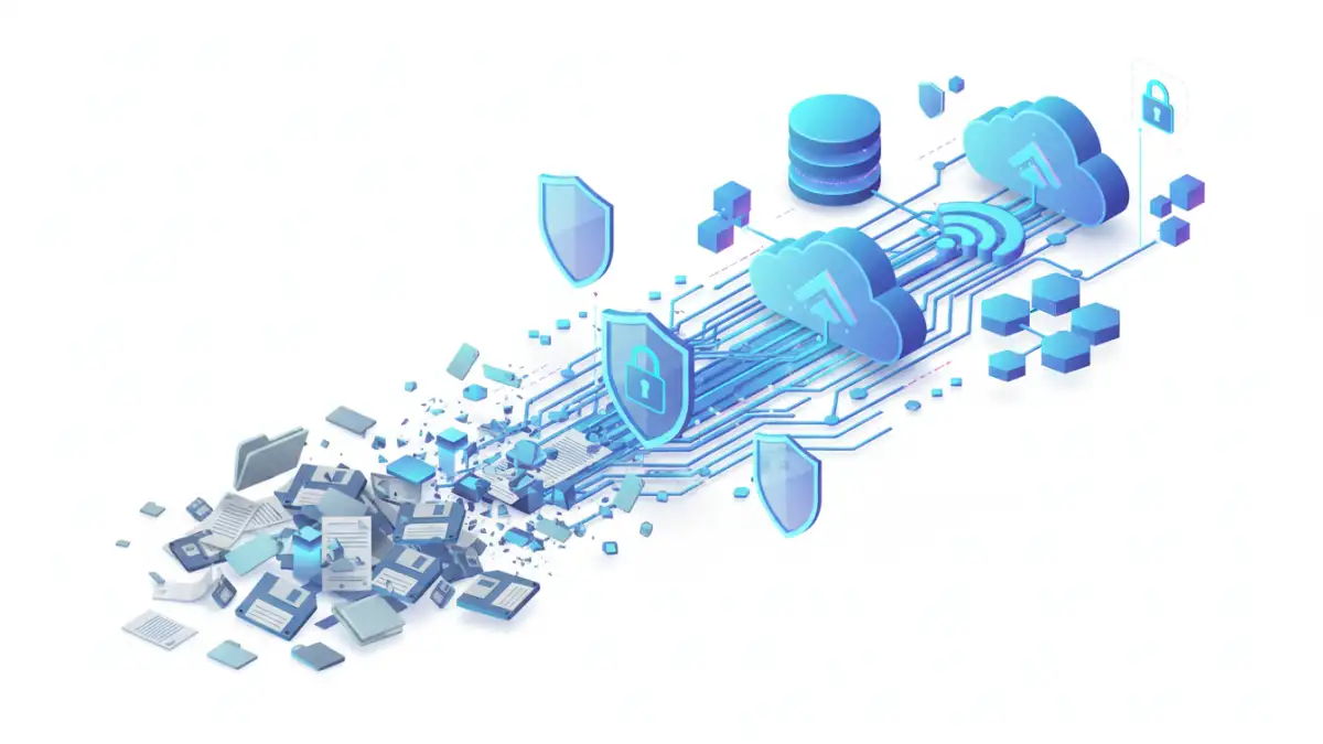 document integrity preservation - Conceptual image of secure archive format conversion, maintaining document integrity