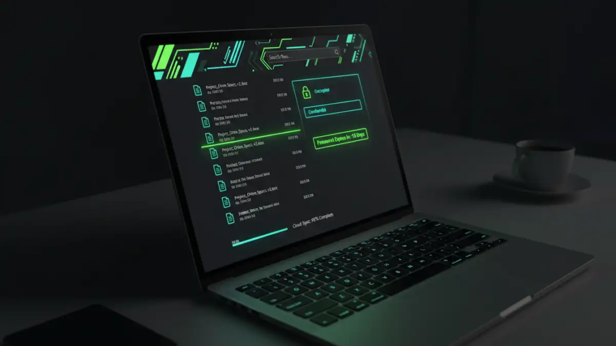 document password expiration policy - A dashboard of a document management system showing a password expiration countdown for a sensitive file.