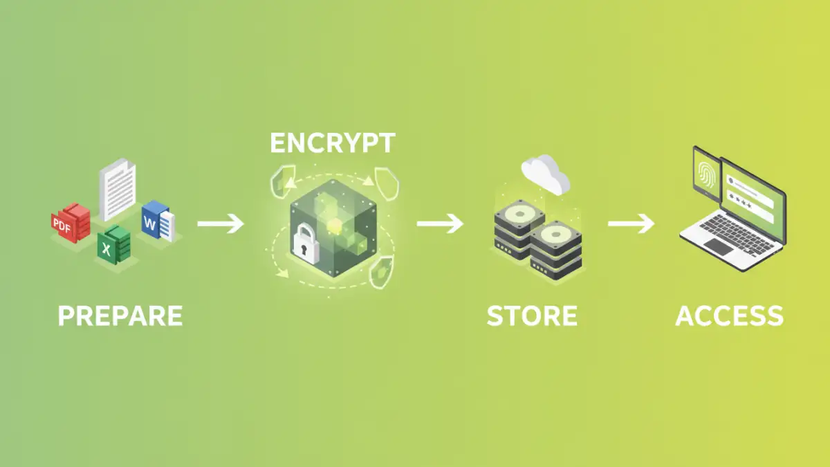 Infographic detailing best practices for document portfolio encryption