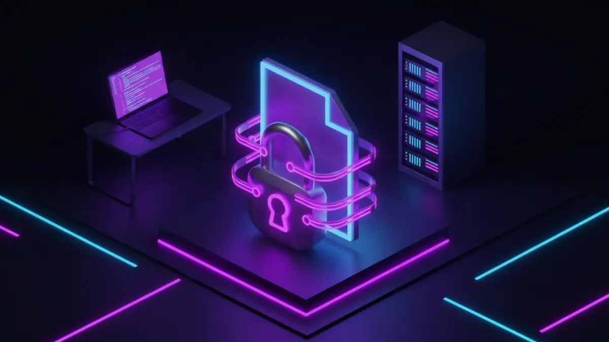 document safety checklist document safety checklist - 3D isometric view of a file being encrypted with a secure lock icon.