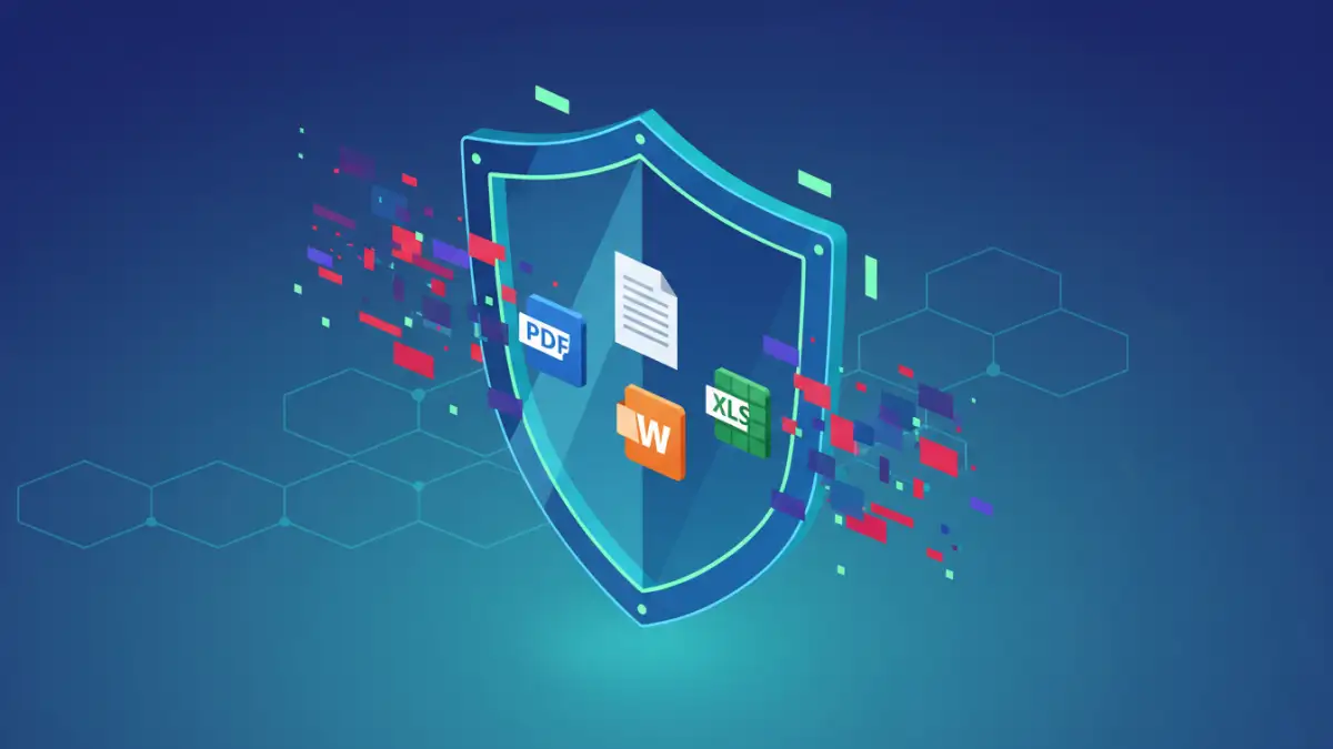 document security assessment - Document security risk assessment shield protecting digital files