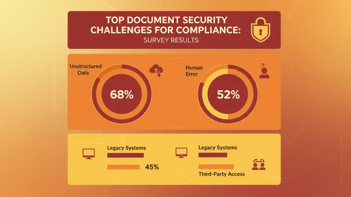 document security challenges - Infographic showing compliance survey results on document security risks