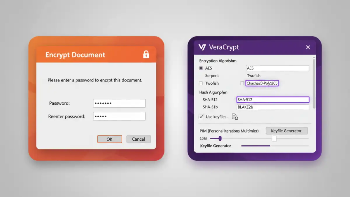 document security password encryption - A comparison of simple built-in document encryption versus advanced third-party encryption software.