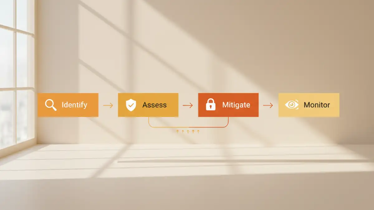 Infographic showing a 4-step process for assessing and managing document security risks
