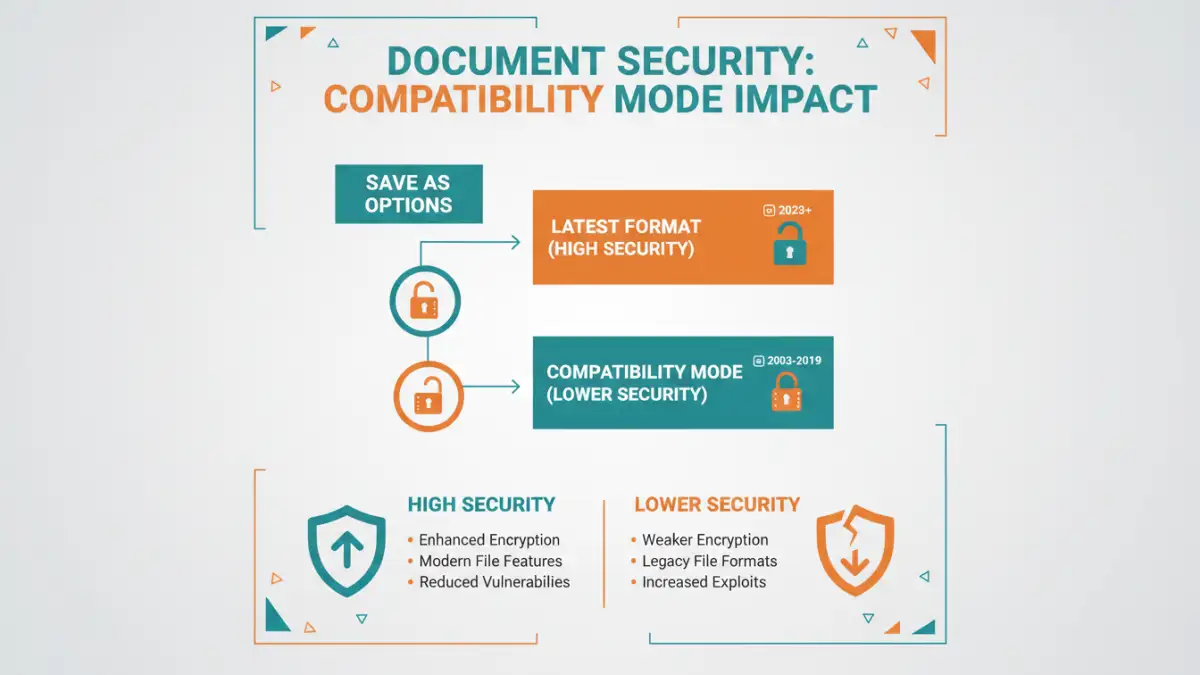 document security settings document security settings - Infographic explaining how compatibility mode affects document security levels