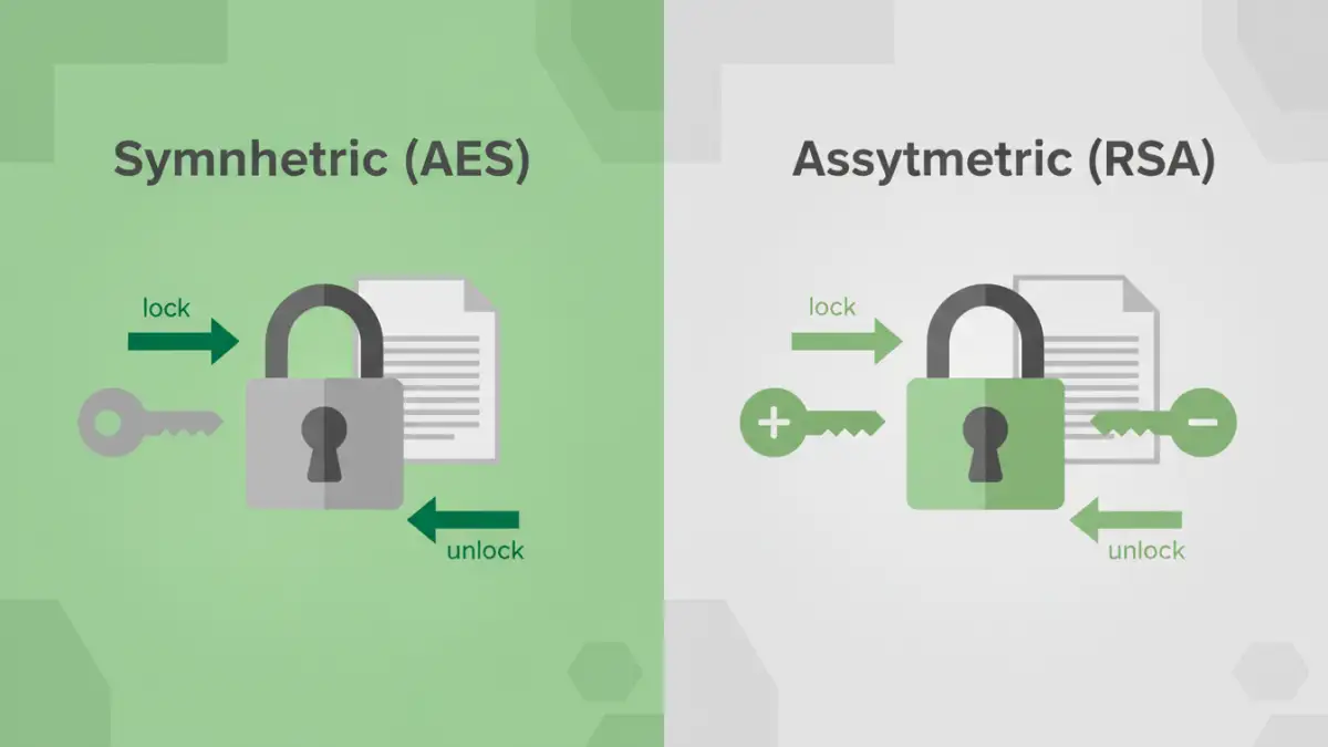 document security terms - Infographic comparing how symmetric and asymmetric encryption work.