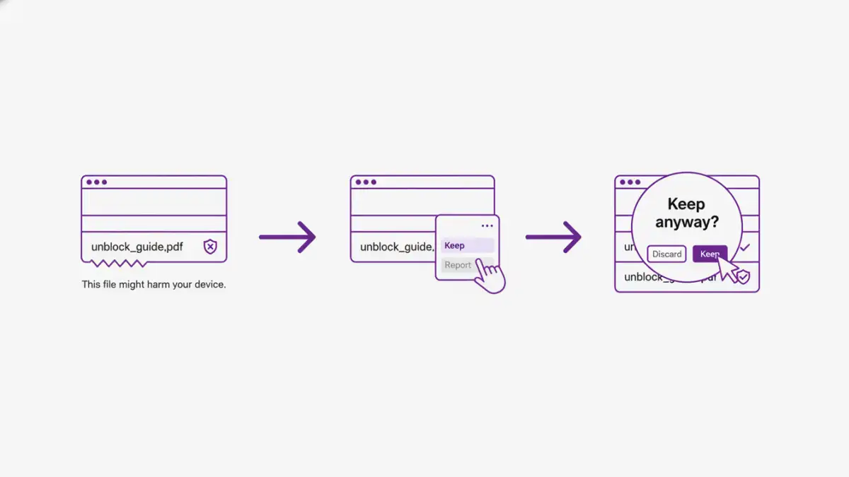 edge blocking secure file edge blocking secure file - Infographic showing the 3 steps to unblock a file download in Microsoft Edge.