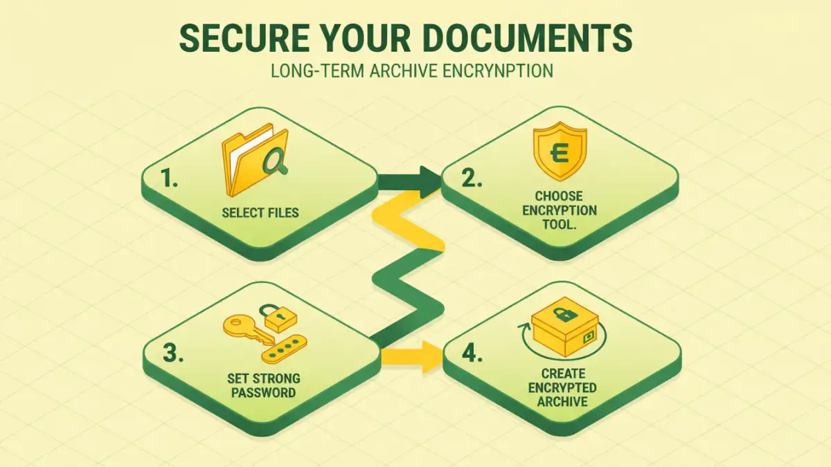 Infographic detailing the steps to encrypt archived documents