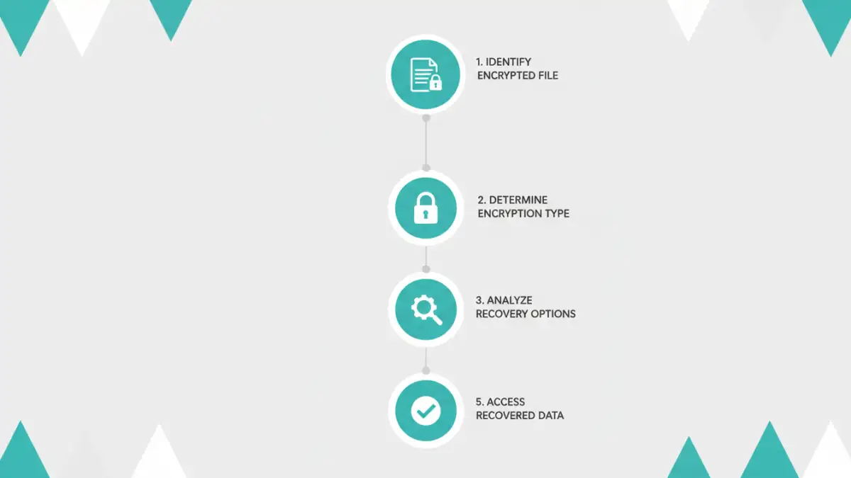 encrypted document recovery Infographic detailing the step-by-step process of encrypted document recovery.