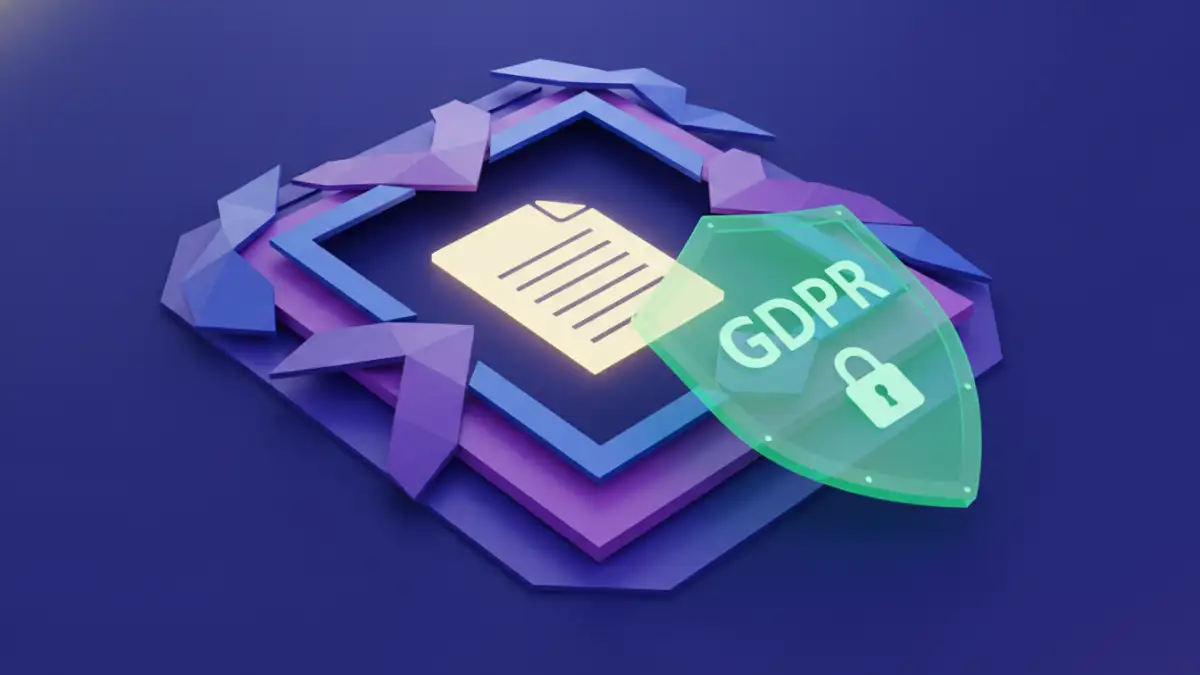 A visual representation of GDPR compliance achieved through encrypted document storage with security layers.