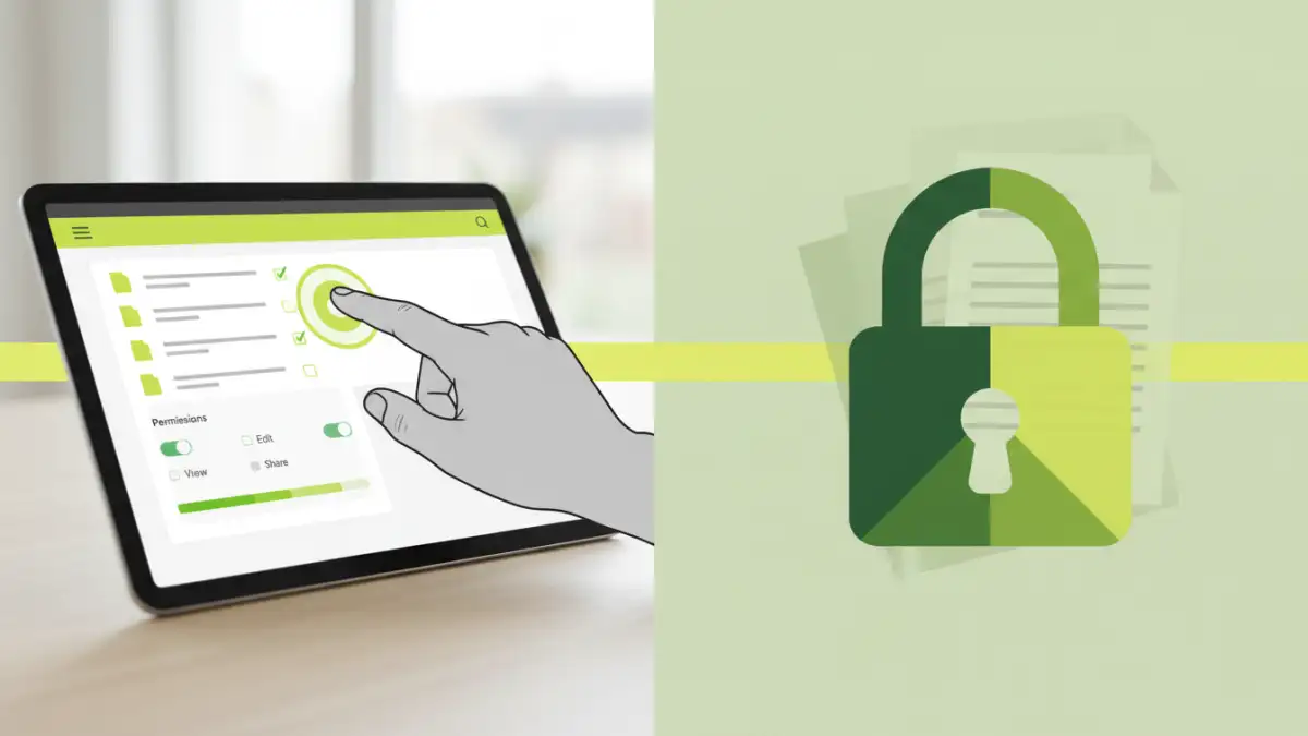 encrypted file sharing - User interface of secure file sharing platform and padlock icon