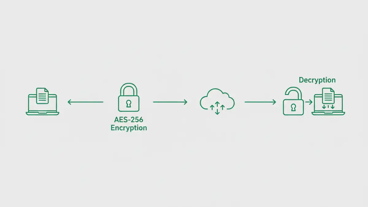 encrypting cloud files encrypting cloud files - Infographic explaining the client-side encryption process for cloud files.