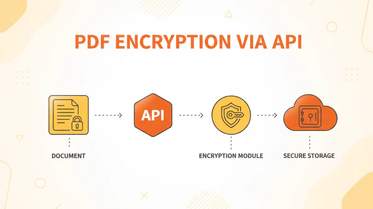 encrypting pdfs api encrypting pdfs api - Infographic explaining PDF encryption using an API for secure uploads