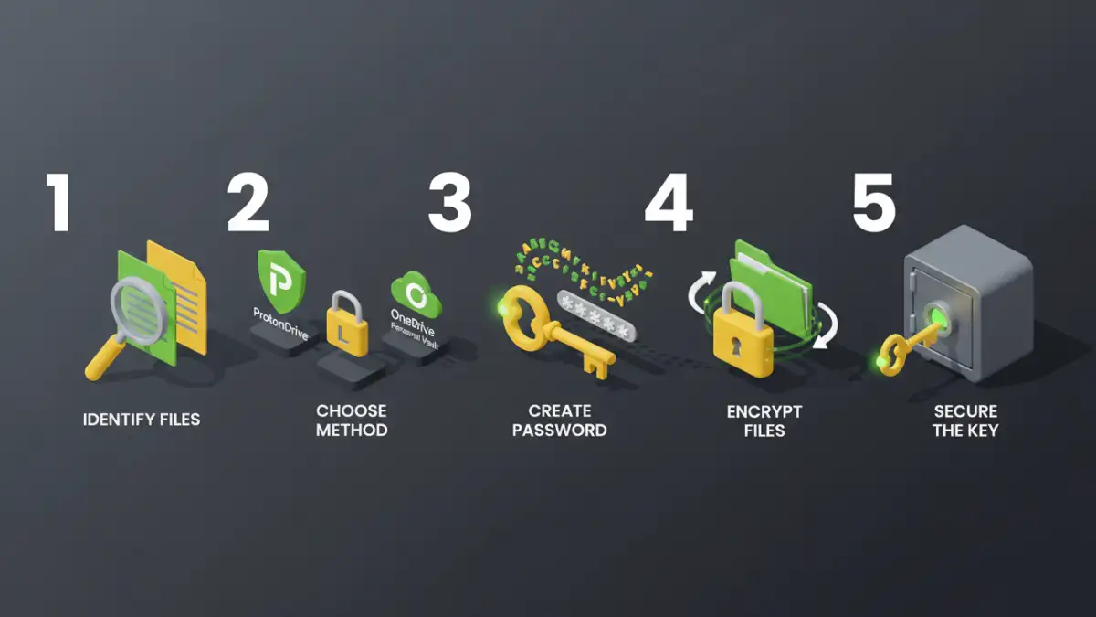 Infographic detailing the step-by-step process of encrypting sensitive files
